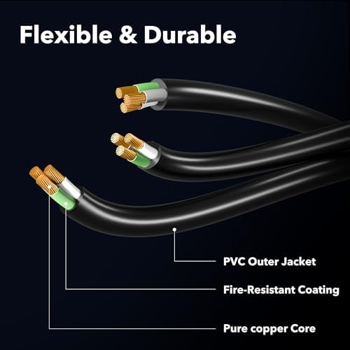 Clear Power 8 ft Extension Cord - 16/3 SJTW, Black Waterproof, Weather Resistant, Flame Retardant, 3-Prong Grounded Plug for Safe and Reliable Use - Ideal for Home, Garage, and Outdoor Projects - Image 3