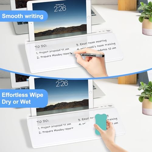 Desktop Glass Whiteboard with Storage, Desk Dry Erase White Board Stand - Image 5