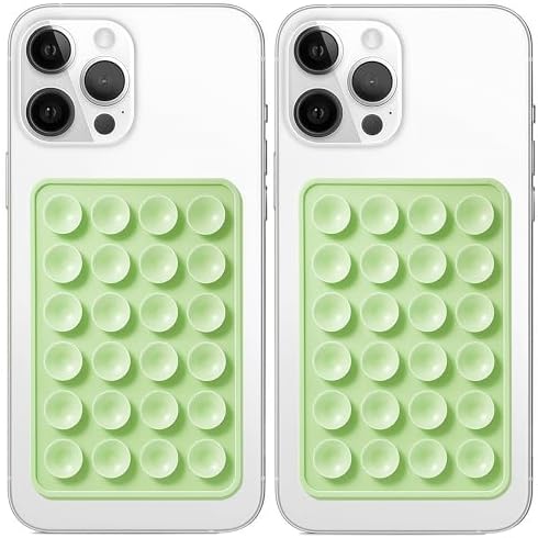 Anteel 2 Pack Silicone Suction Phone Case Mount, Non Slip Sticky Grip for Cellphone, Silicon Adhesive Suction Cup Mount, Strong Grip Holder for Selfies and Videos (Light Green) by Galundge