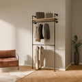 pamo Wall Mounted Clothing Rack with Oak Sheves – 41" W × 87" H, 441 lbs by pamo