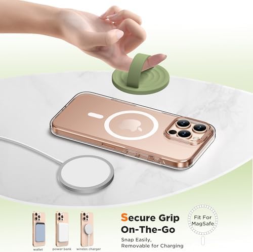 Magnetic Phone Grip for MagSafe, Silicone Ring Grip, Tea Green - Image 4