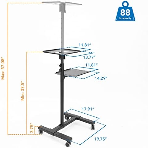 Mount-It! Projector Cart with Wheels, 36-57.5", 88 lbs - Image 5