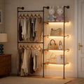 Industrial Pipe Clothing Rack with LED Lights& Shelves by DABILONGC