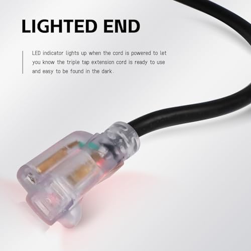EP 6 Ft 12/3 SJTW Lighted Outdoor Extension Cord, Black - Image 3