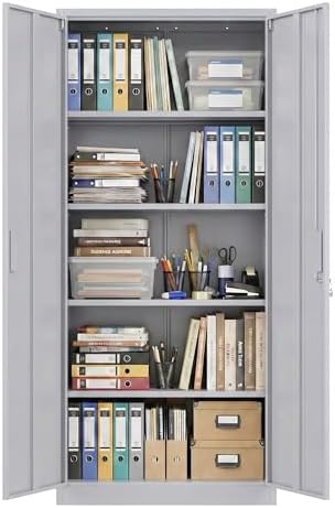 SUXXAN 71-Inch Grey Metal Storage Cabinet with Locking Doors by SUXXANFurniture