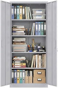 SUXXAN 71-Inch Grey Metal Storage Cabinet with Locking Doors by SUXXANFurniture