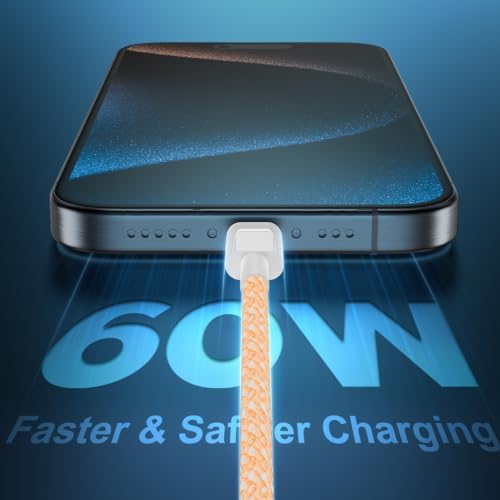 USB C to USB C Cable 6FT+10FT 2Pack 60W iPhone 17 16 15 Charger Cord Long Type C to C Cable Fast Charging for Apple iPhone 17 16 15/Pro/Pro Max/Plus/iPad Pro Air/MacBook/Air/Mini/Samsung Galaxy-Orange - Image 2