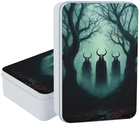 Large Metal Tins Box-7.1” x4.7”x2“ Rectangular Empty Storage Box With Lid Decorative Organizer Storage Tin Case For Office/Cookie/Candy/Jewelry/Photo/Letter-Skull Forest by Unknown