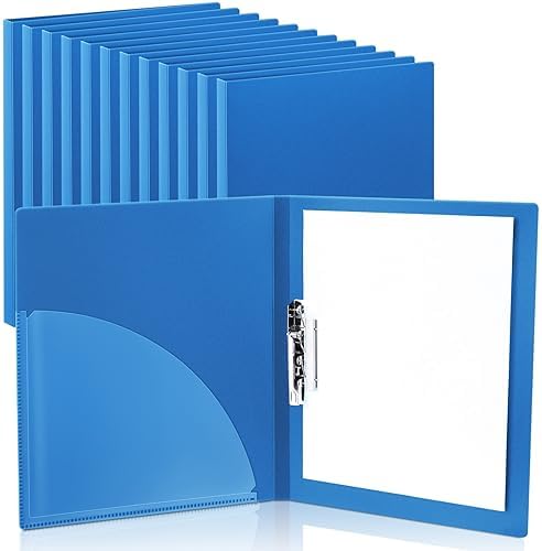 Teling 12 Pack Punchless Clamp Binder Folders, Blue by Teling