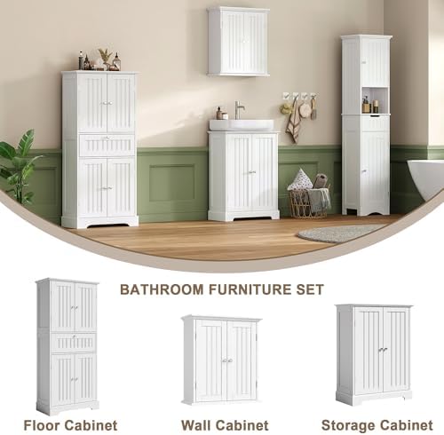 ChooChoo 51" H Bathroom Floor Cabinet with Drawer and Adjustable Shelves - Image 5
