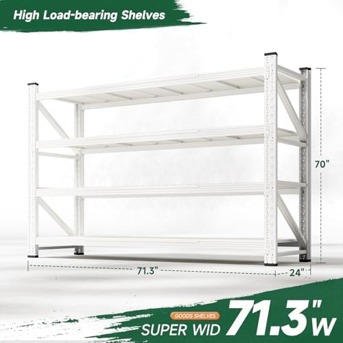 Letaya 71.3" W Metal Storage Shelves,5000LBS Heavy Duty Garage Shelving Units, 4 Tier Adjustable Utility Rack Shelf,Large Industrial Shelves,for Shop,Warehouse,Basement (71.3" W x 24" D x 70" H) - Image 2