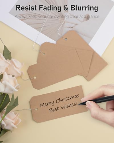 Uniclife 100 Pcs Blank Shipping Tags with Wire Attached 4.7 Inch Writable Brown Kraft Paper Hang Tags with Reinforced Eyelet Large Marking Price Tag Inventory Label Tag, 4.7" L x 2 3/8" W - Image 4