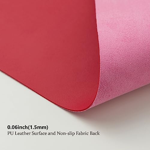 Leather Desk Mat - Non-Slip PU Desk Pad for Office and Home - Desk Organization and Accessories - Ideal for Large Mouse Pad and Desk Mats on Top of Desks (Rose Red,36"x 17") - Image 4
