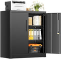 INTERGREAT Metal Storage Cabinet with Locking Doors, Lockable Steel Storage Cabinets with 2 Doors and Shelves, Black Metal Cabinets with Lock, Small Steel Cabinet for Office, Garage, Home, Shop by INTERGREAT