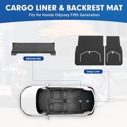 Mixsuper Cargo Liner for Honda Odyssey 2018-2024 2025 2026, All Weather Trunk Mat Backrest Mat TPE Back Seat Cover Protector for Odyssey Accessories - Image 2