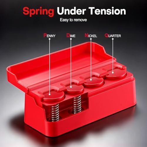 SINGARO Coin Holder for Car, Coin Change Organizer Compatible with Coins of Different Sizes, Dash-Mounted Holder Suitable for Most Cars, Trucks(2PCS Red) - Image 3