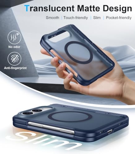 Temdan Magnetic for iPhone Duo Case Ultra Fold with Hidden Stand, Blue - Image 7