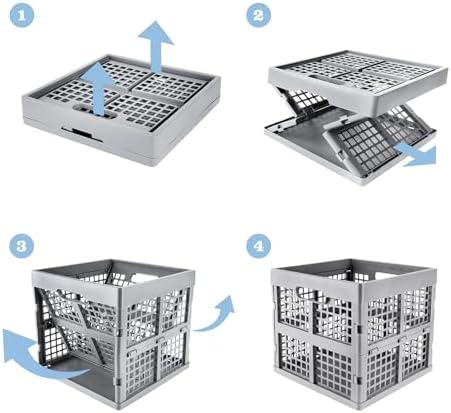 Eslite 3-Pack Collapsible Plastic Storage Crates,Foldable Crates for Storage,16L (Grey) - Image 4