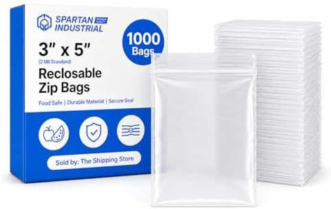 3” X 5” (1000 Count) 2 Mil Clear Reclosable Zip Plastic Poly Bags by SpartanIndustrial