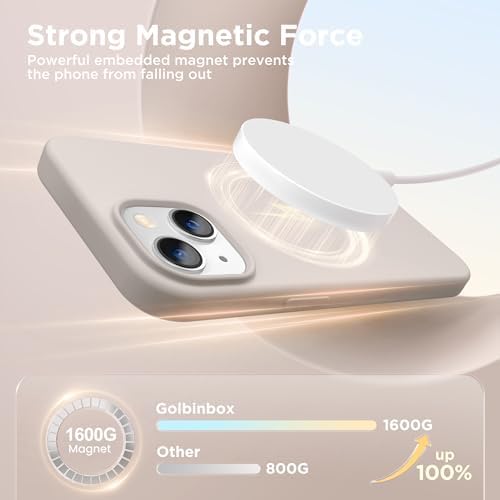 GolbinBox Magnetic for iPhone 13/14 Case, Silicone Cover, Stone - Image 3