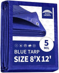 RAINDEWAY Tarps 8x12 Feet 5 Mil Blue Waterproof Multipurpose Tarp by RAINDEWAY