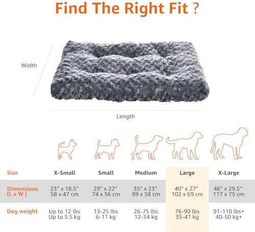 Amazon Basics Washable Cat and Dog Bed, Cozy Crate Pad for Large Dogs, Indoor, 40 x 27 x 3.5 inches, Gray - Image 5