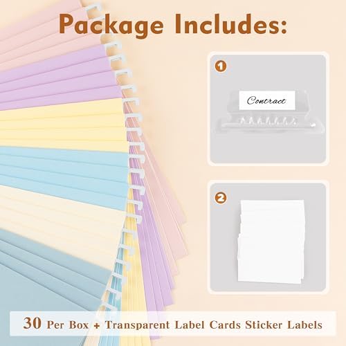Zzrywuty Hanging File Folders Letter Size, 30-Pack Hanging File Folder with 1/5-Cut Tabs, Color File Folders Hanging Organizers for Filing Cabinet, Bulky Files & Medical Charts - Image 7