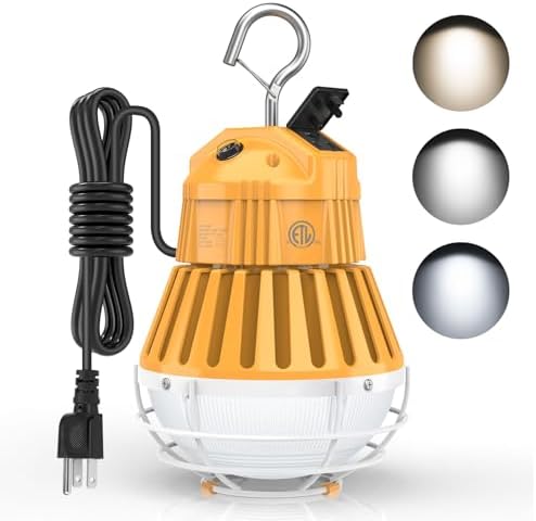 LED Temporary Work Light 100W 80W 60W Adjustable LED Construction Light(450W/400W/350W MH/HPS Equiv.) 14000LM ETL Listed, Adjustable 3CCT 4500K/5000K/5700K Linkable Hanging Work Lights for Job Site by YELLORE%7CProfessionalLEDLightingManufacturerforCommercialIndustrialSpaces