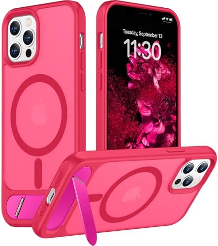 Temdan Magnetic Compatible with iPhone 12 Pro Max Case, [Built-in Invisible Kickstand][Compatible with MagSafe][Military Grade Shockproof] Slim Translucent Matte Phone Case for iPhone 12 Pro Max 6.7" by Temdan