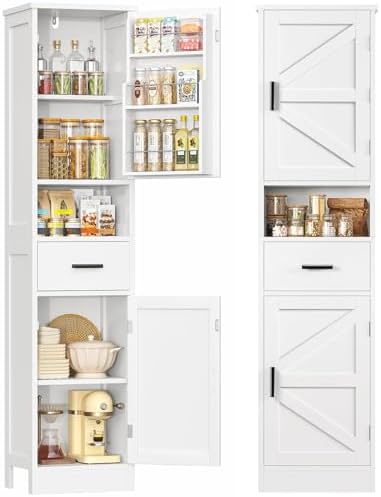 67" H Tall Storage Cabinet with 2 Doors, Narrow Bathroom Storage Cabinet by TEENFON
