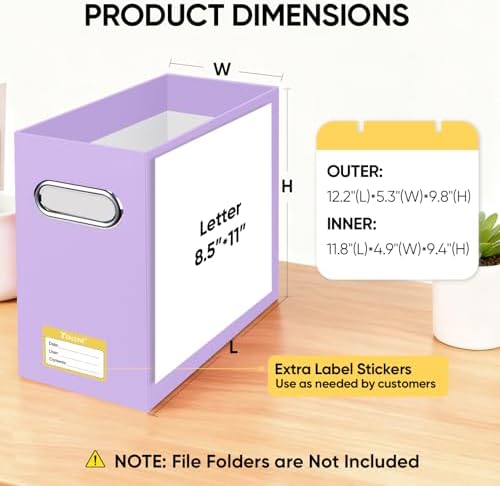 BALEINE 2PK File Organizer Box, Cardboard File Folder Organizer with Handle - Image 3
