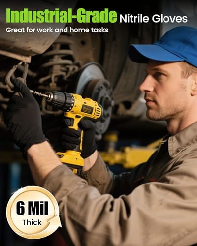 TREEGO Black Nitrile Disposable Gloves, X-Large, 6 Mil, 50 Count - Image 2