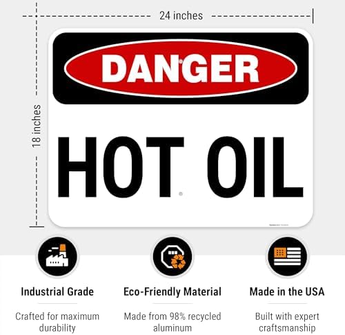 Danger Hot Oil OSHA Sign, - Image 3