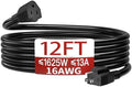 Skrizcable 16/3 12 FT Indoor Extension Cord Flexible, Black Power Cord by Skrizcable