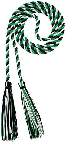 Tassel Depot Graduation Honor Cord - Black/Kelly/White - Every School Color Available - Made In Usa by TasselDepot