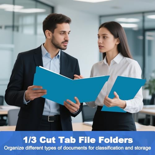 File Folder, HERKKA 30 Pack 1/3 Cut Tab File Folders, File Folders Great for Organizing and Filing, Letter Size, Blue - Image 7
