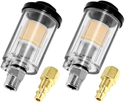 beduan Water Oil Separator Filter, 1/4" NPT Male and Female Thread Spray Gun Filters Air Compressor Fitting Compressed Black（Pack of 2） by Beduan