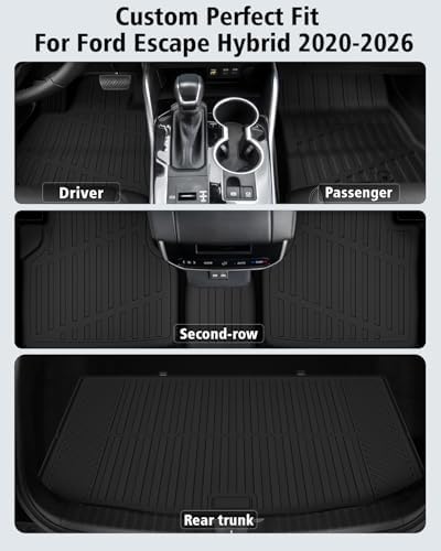 Floor Mats & Cargo Liner Custom Fit for Ford Escape Hybrid 2020-2025 2026 - Image 2