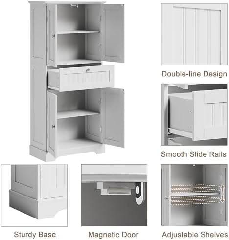 ChooChoo 51" H Bathroom Floor Cabinet with Drawer and Adjustable Shelves - Image 4