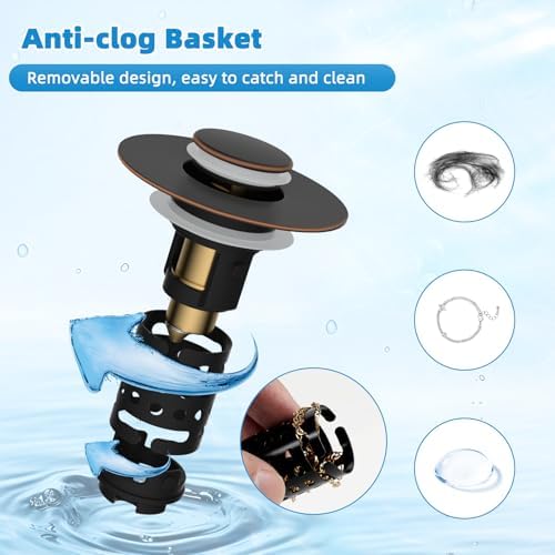 2PCS Universal Bathroom Sink Drain Strainer Hair Catcher, Oil Rubbed Bronze - Image 2
