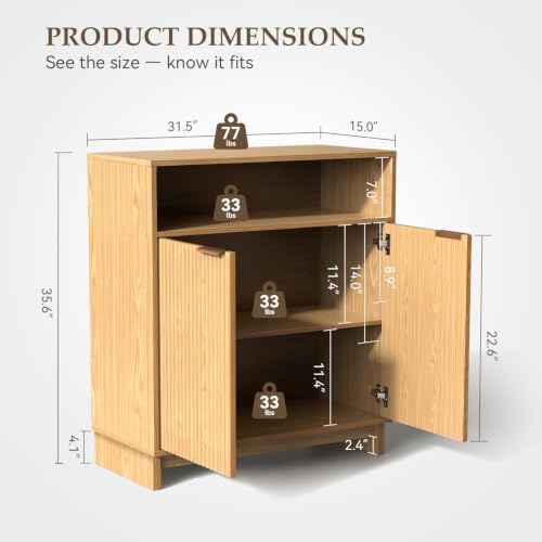 Buffet Cabinet with Storage, 31.5" Wide Kitchen Sideboard Cabinet - Image 2