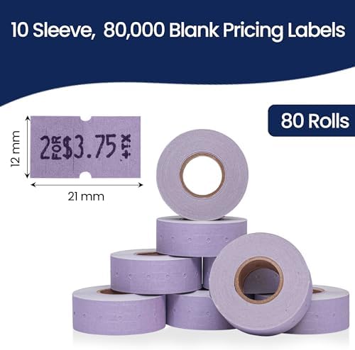 Perco 1 Line Lavender Labels - 80,000 Blank Price and Date Gun Labels for Perco Lite, X, Plus and Pro 1 Line Price and Date Guns - 80 Rolls, 10 Sleeves - Made in USA - Image 3