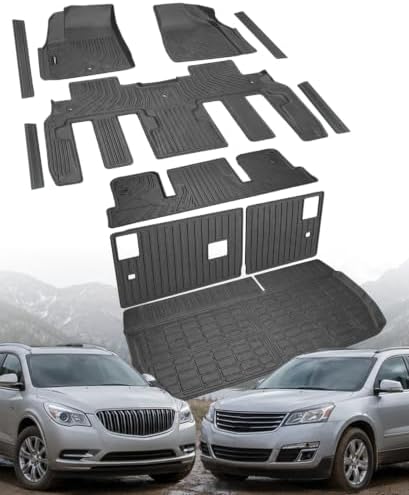 Floor Mats for Chevy Traverse 2009-2017 & Buick Enclave 2008-2017(7 Seats) by RYStark