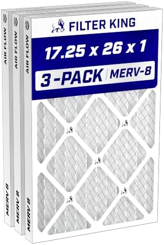 Filter King 17.25x26x1 Air Filter MERV 8, AC Furnace Filters (3-Pack) by FilterKing