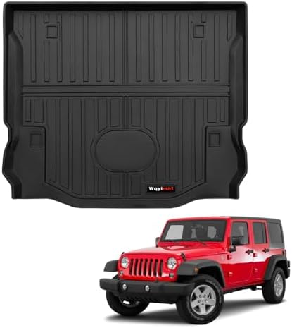 Custom for 2007-2018 Jeep Wrangler JK 4 Door Cargo Mats Trunk Liner All Weather TPE Rubber Protection Mat (for Jeep Wrangler JK 4 Door Cargo Mat) by Wqyimat