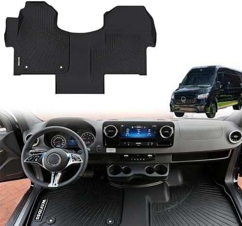 Floor Mats Fits 2019-2025 2026 Mercedes Benz Sprinter 1500/2500/3500/4500（Only Fit Cargo Van/Cab Chassis） TPE All Weather Protection Car Front Row Mats, Black mat Accessories for Sprinter by WAYIDSS