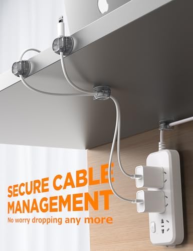 12Pack Cable Clips - Chfeila Latest Dual Spring Cord Organizer with Clasp Lock, [Max Stability] Desk Cable Management, Adhesive Phone Charging Wire Holder for Nightstand/Car/Wall, Office Accessory - Image 4