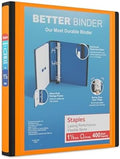 Staples Better Binder, 1.5 Inch D-Ring, Orange, 400 Sheets, 3-Pack by Staples