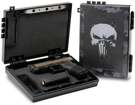 STOPBOX Gun Safe Alternative - Tactical Handgun Storage, Instant Access Portable Gun Case, TSA Compliant Gun Lock Box for Quick Handgun Access | SKULL CAMO + BLACK (2 Pack) | Full-Size Only by StopBoxUSA