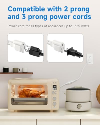 Flat Plug 1Ft Short Extension Cord, White 90-Degree Plug Low Profile Power Adapter, 3-Prong Indoor Grounded Small Extension Cord 16AWG 13A 1625W 4 Pack - Image 5
